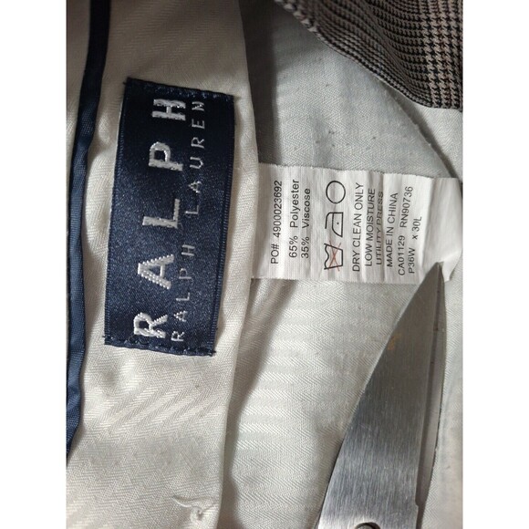 Ralph Lauren Polo Dress Pants Men's 36x30 Gray Checkered Pleated Preppy Casual - Picture 7 of 11